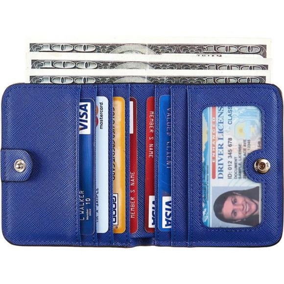 Womens Rfid Blocking Small Compact Bifold Luxury Genuine Leather Pocket Wallet - Picture 5 of 6